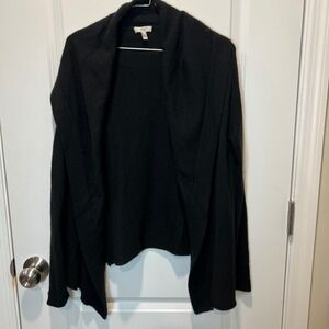 Joie Women Black 100% Cashmere Open Front Draped Shawl Cardigan Sweater Size S